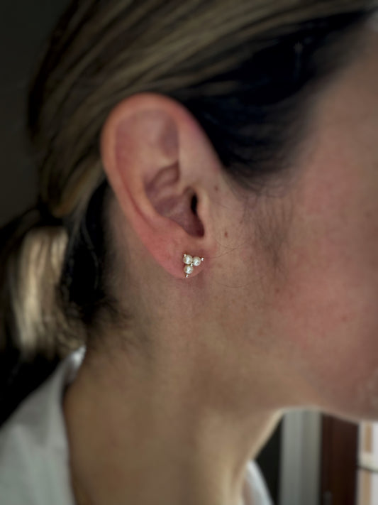 14k + Pearl Trefoil Stud Earrings
