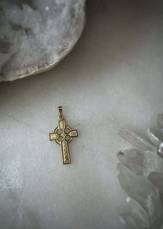 Estate 14k + Celtic Cross Pendant Charm