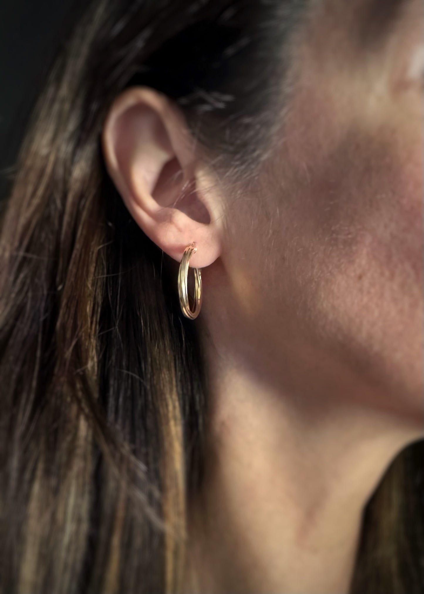 Estate 14k + Twisted Tube Hoop Earrings