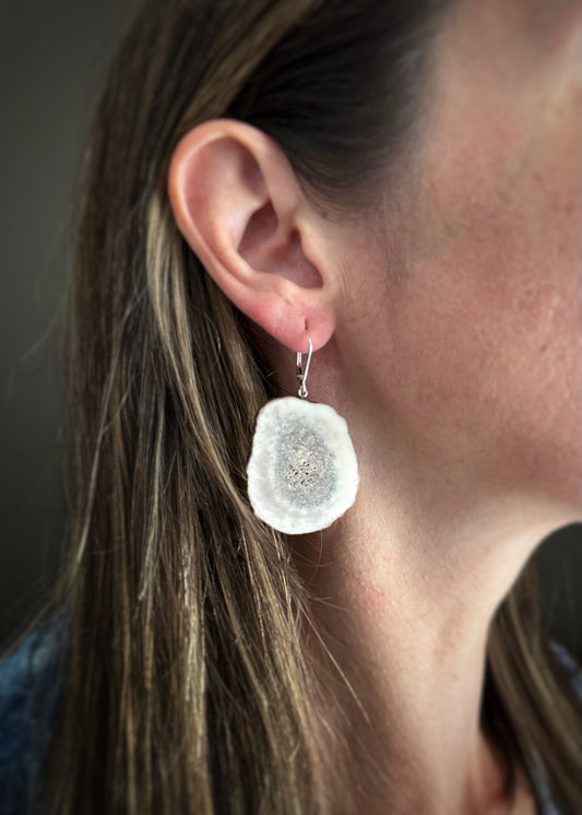 Sterling + Large Antler Slice Earrings