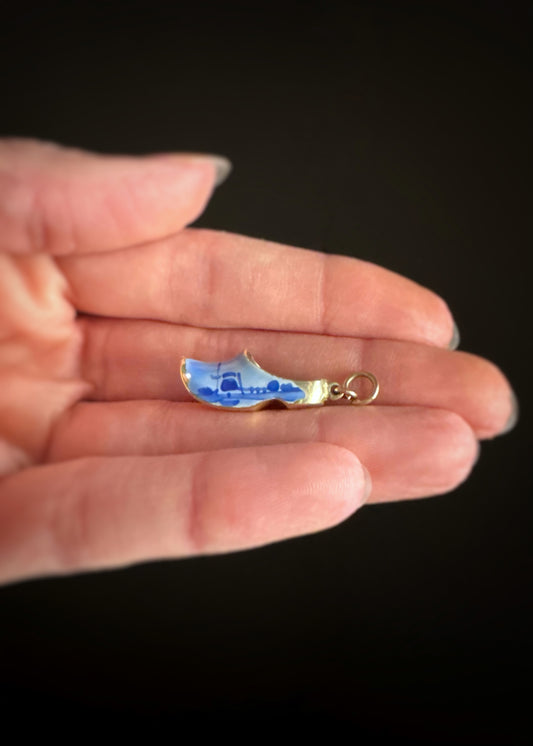 Vintage 14k + Enamel Dutch Clog Charm