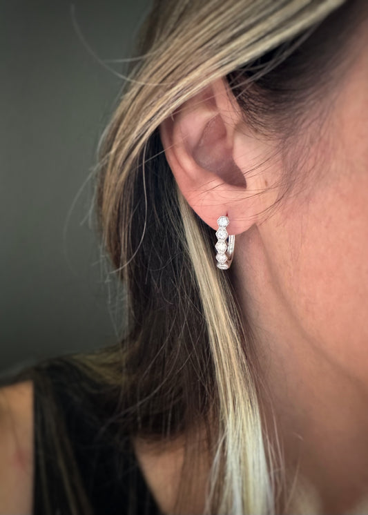 14k + Diamond Hinged Hoop Earrings
