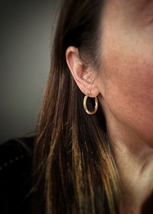 Estate 14k + Twisted Tube Hoop Earrings