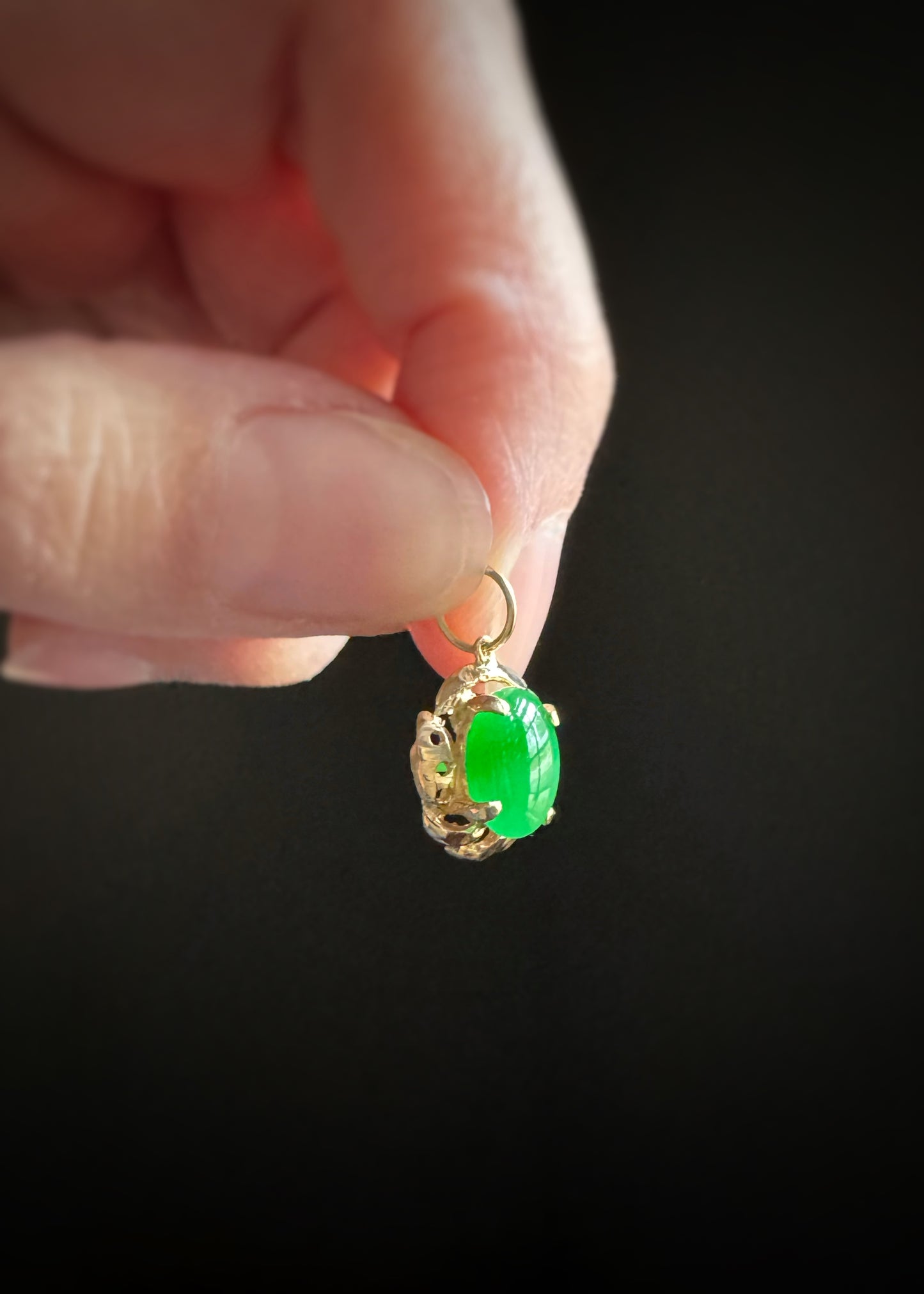 Estate 14k + Jade Charm