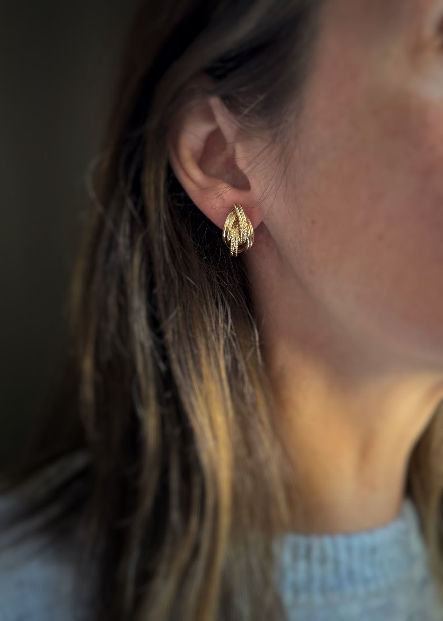 Estate 14k + Twist Rope Earrings