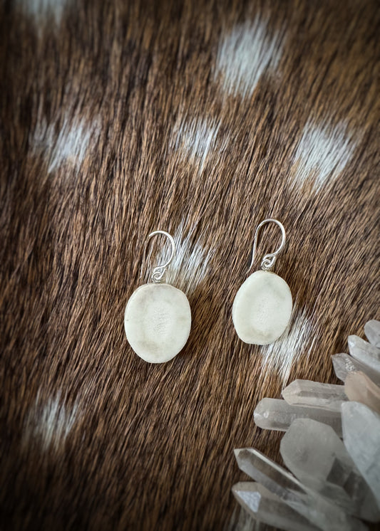 Sterling + Small Antler Slice Earrings