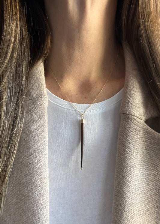 14k + Porcupine Quill Necklace - Long