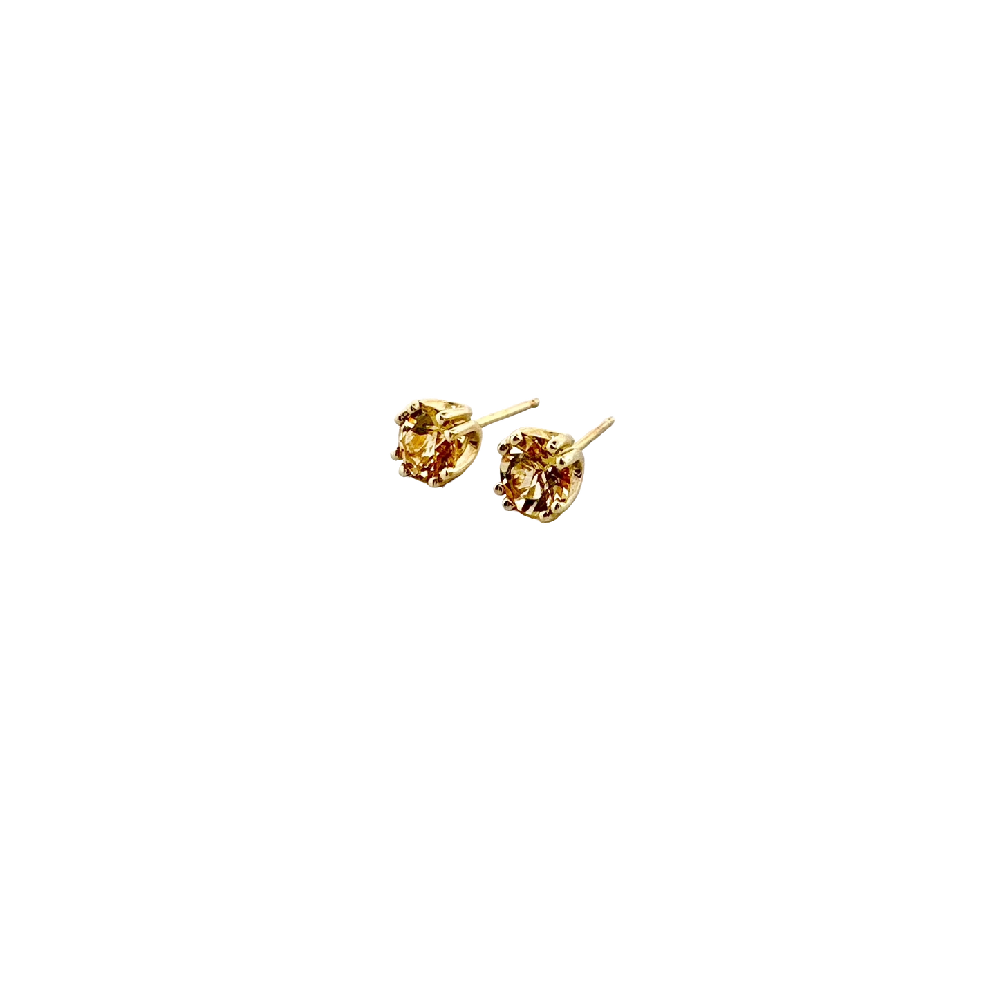14k + Golden Topaz Round Stud Earrings