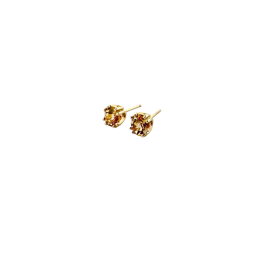 14k + Golden Topaz Round Stud Earrings