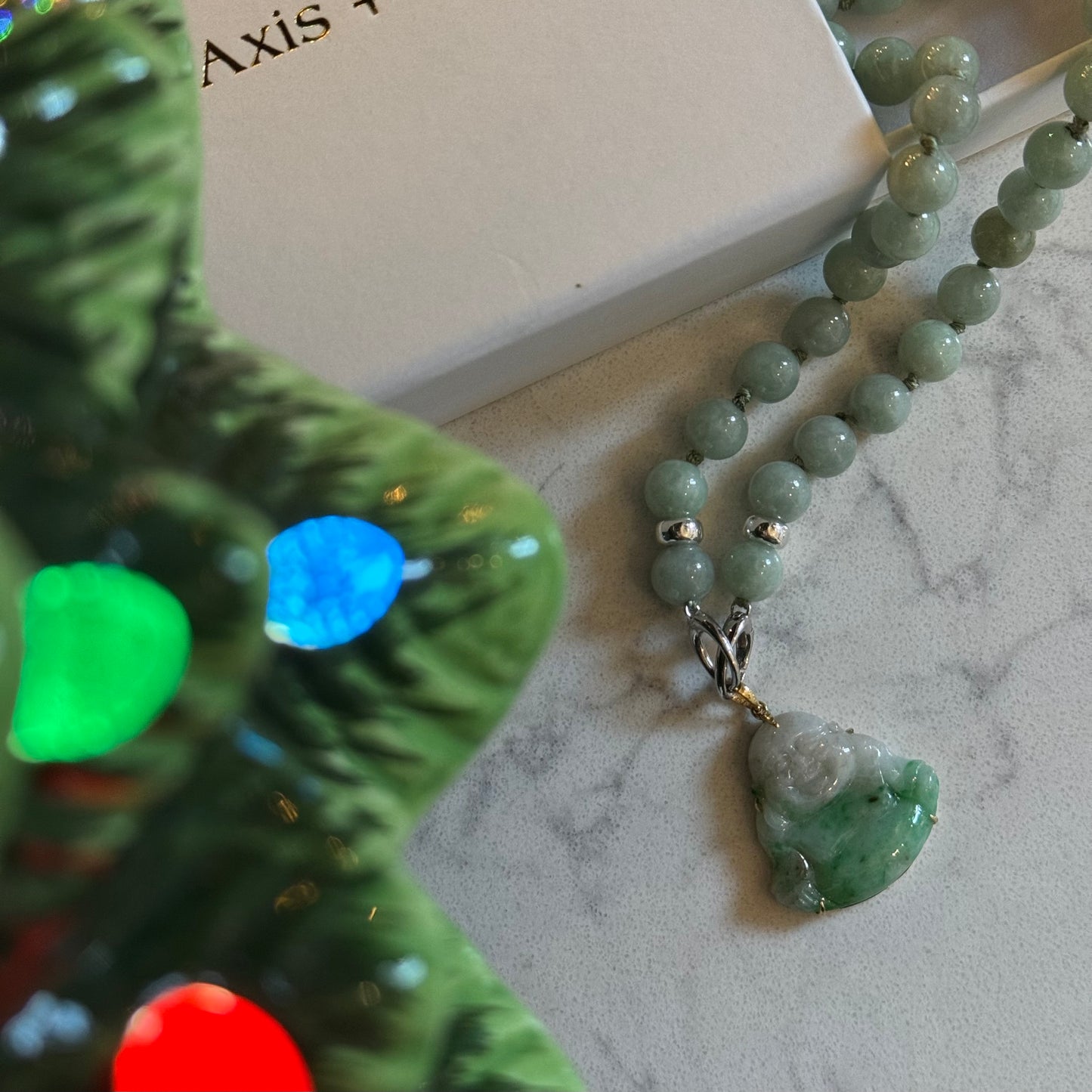 Estate 18k + Jadeite Jade Budai Pendant