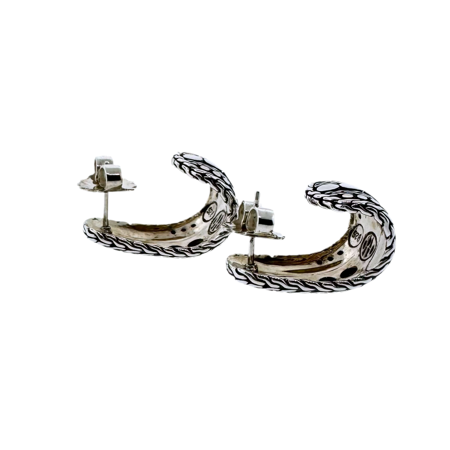 Estate Designer Sterling Silver + Nuana Hoop Earrings