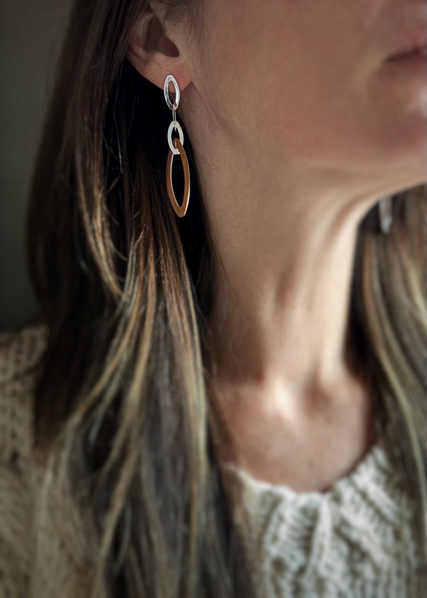 Estate 14k + Open Oval Dangle Earrings