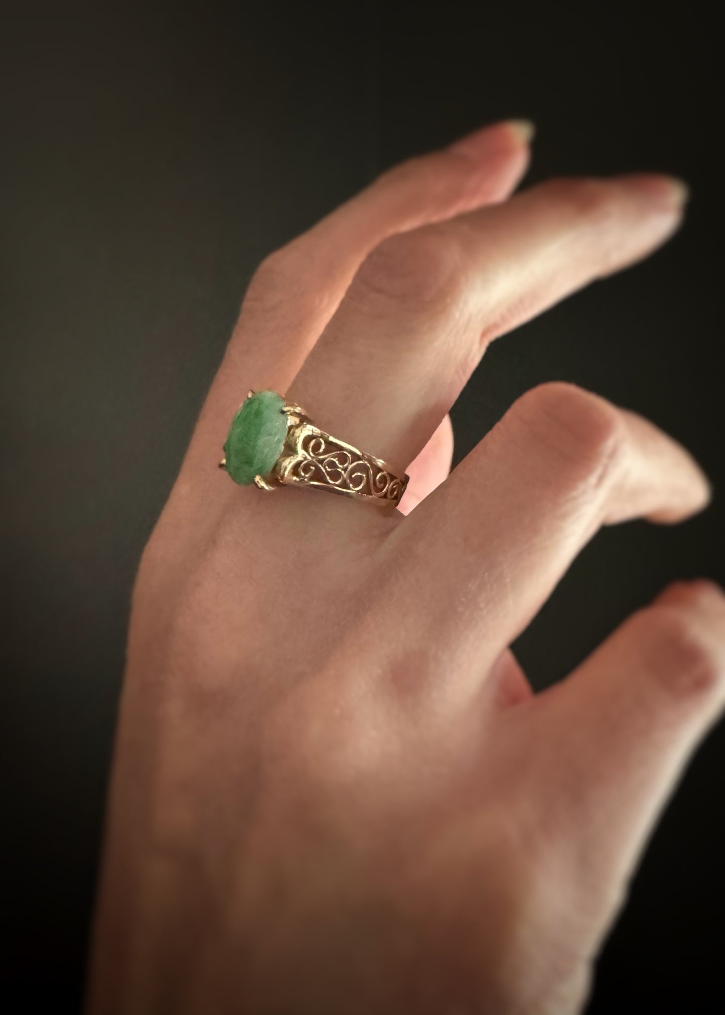 Estate 14k + Jade Ring