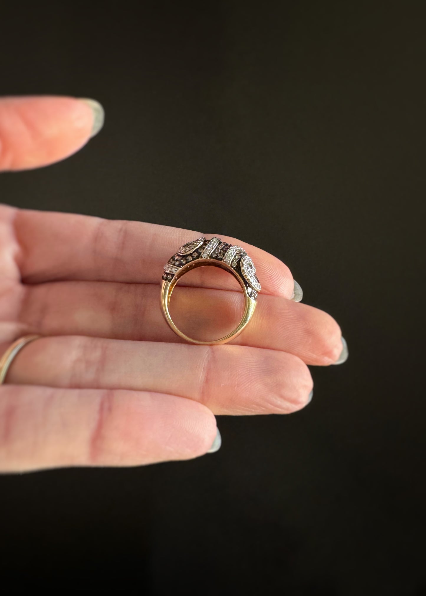 Estate 14k + Champagne Diamond Swirl Ring