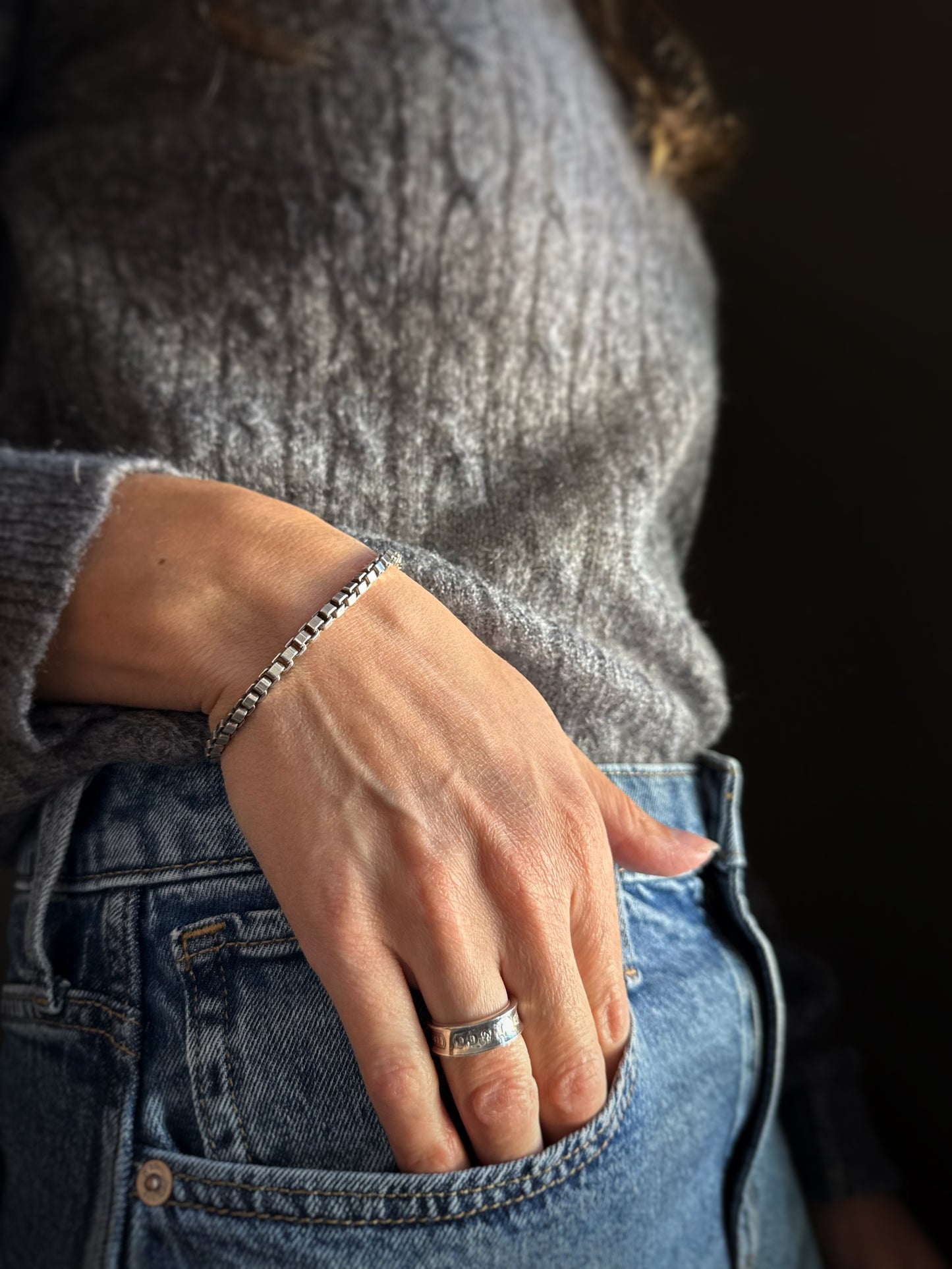 Estate Tiffany and Co. Sterling Silver + Venetian Box Chain Bracelet