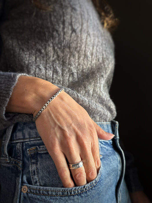 Estate Tiffany and Co. Sterling Silver + Venetian Box Chain Bracelet