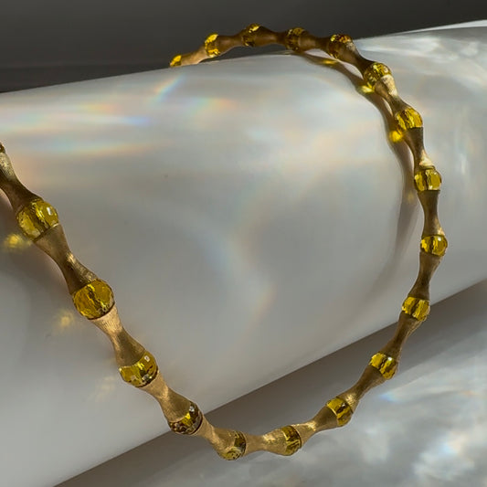 Estate 18k + Beaded Citrine Necklace