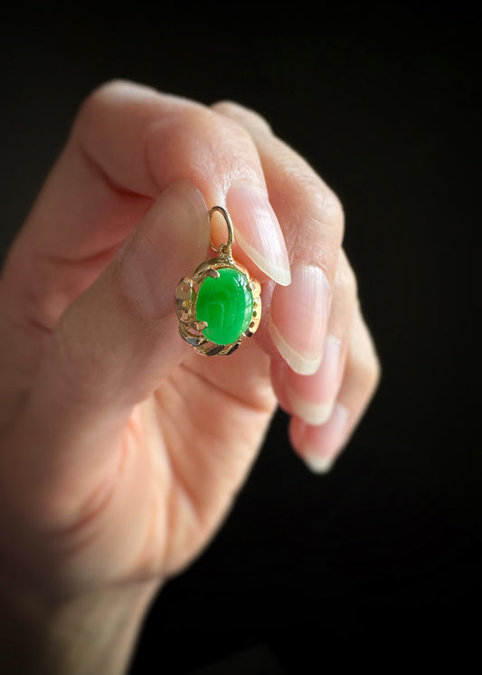 Estate 14k + Jade Charm