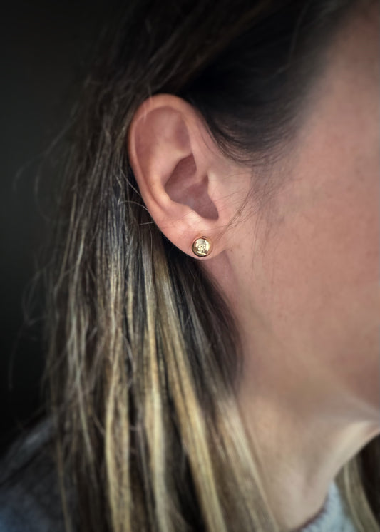 Estate 14k + 8mm Ball Stud Earrings