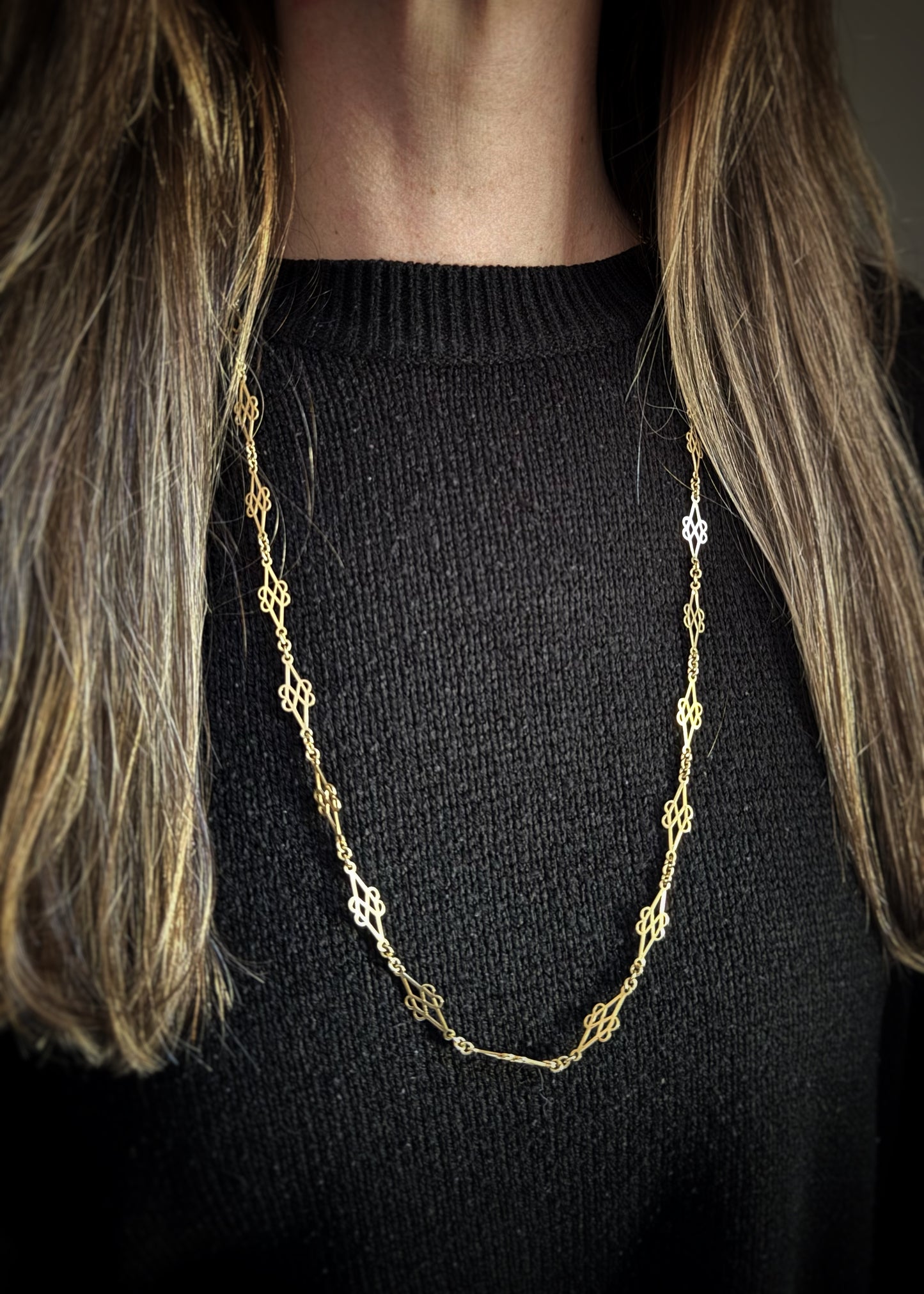 Estate 14k + Fancy Link Chain Necklace
