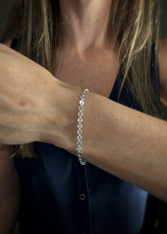 Sterling + Disc Chain Bracelet 7"