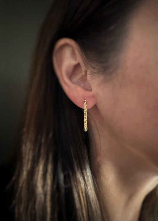 Estate 14k + Rope Chain Dangle Earrings