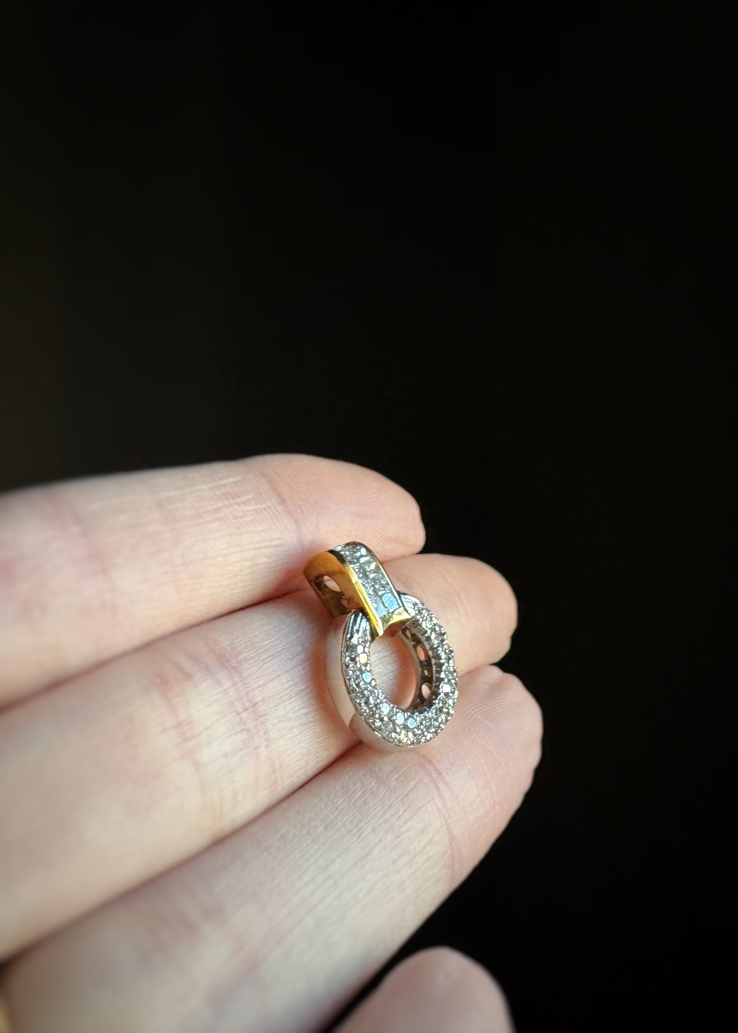 Estate 18k + Diamond Hinged Circle Pendant