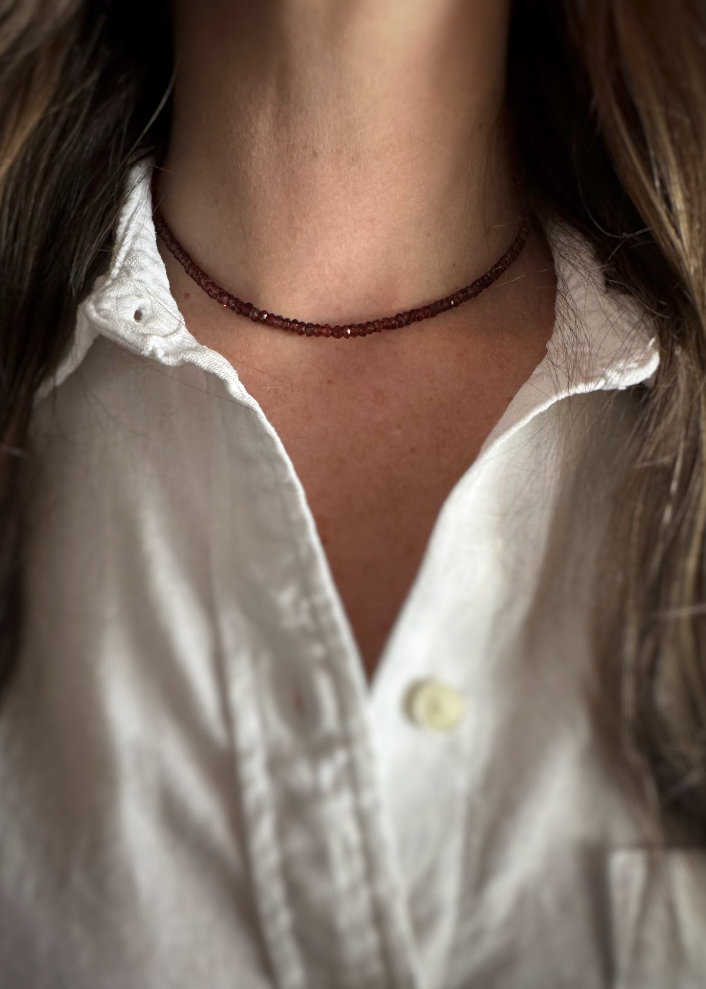Sterling + Garnet Bead Necklace