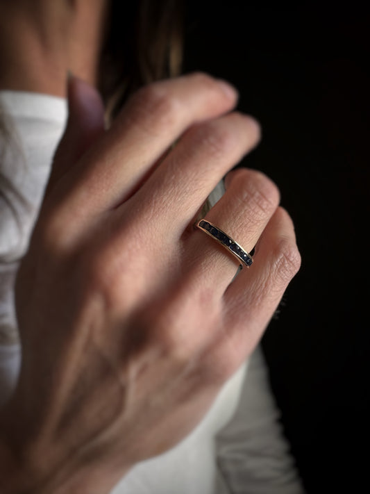 Estate 14k + Sapphire Channel Band