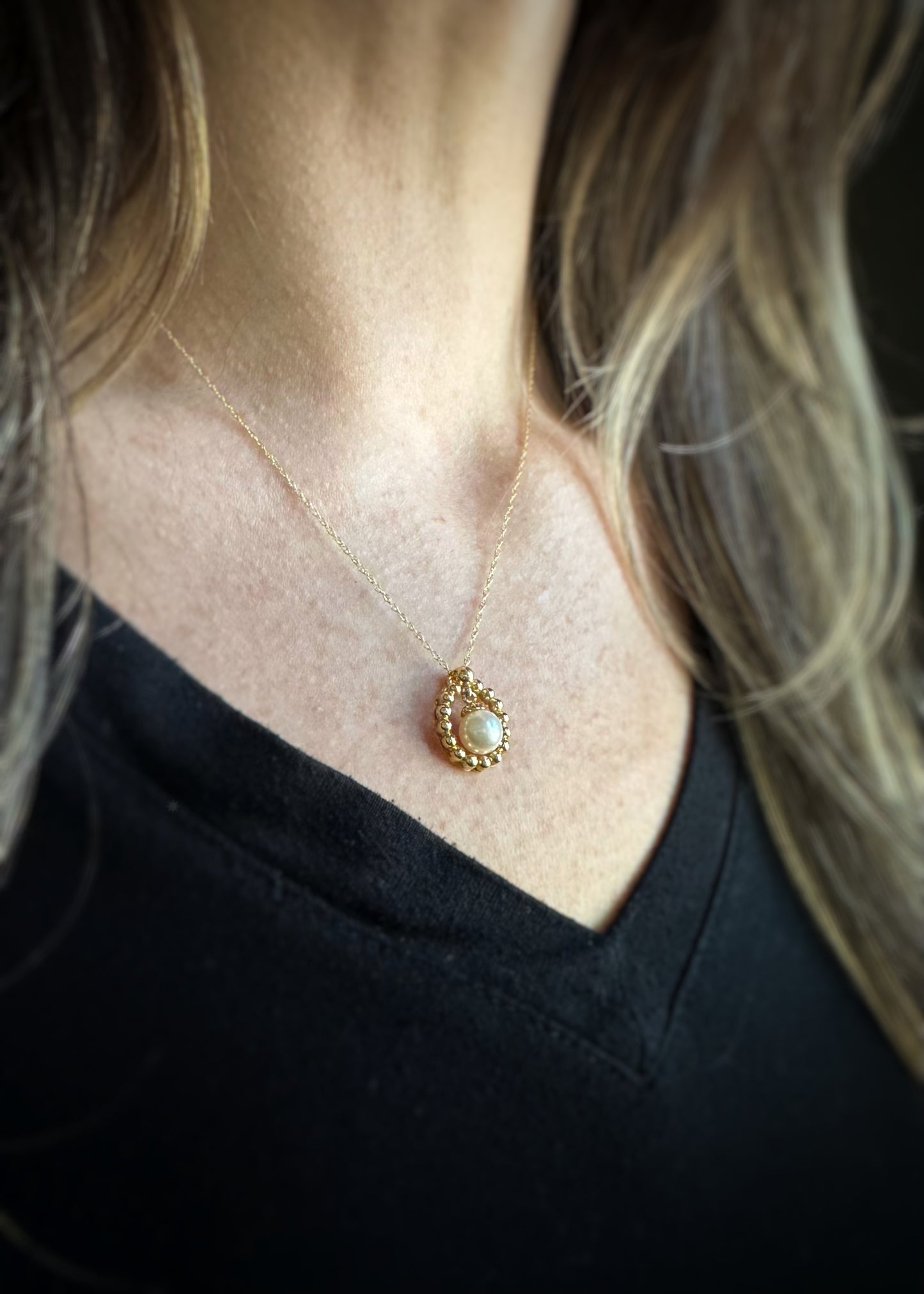 14k + Pearl Dangle Necklace
