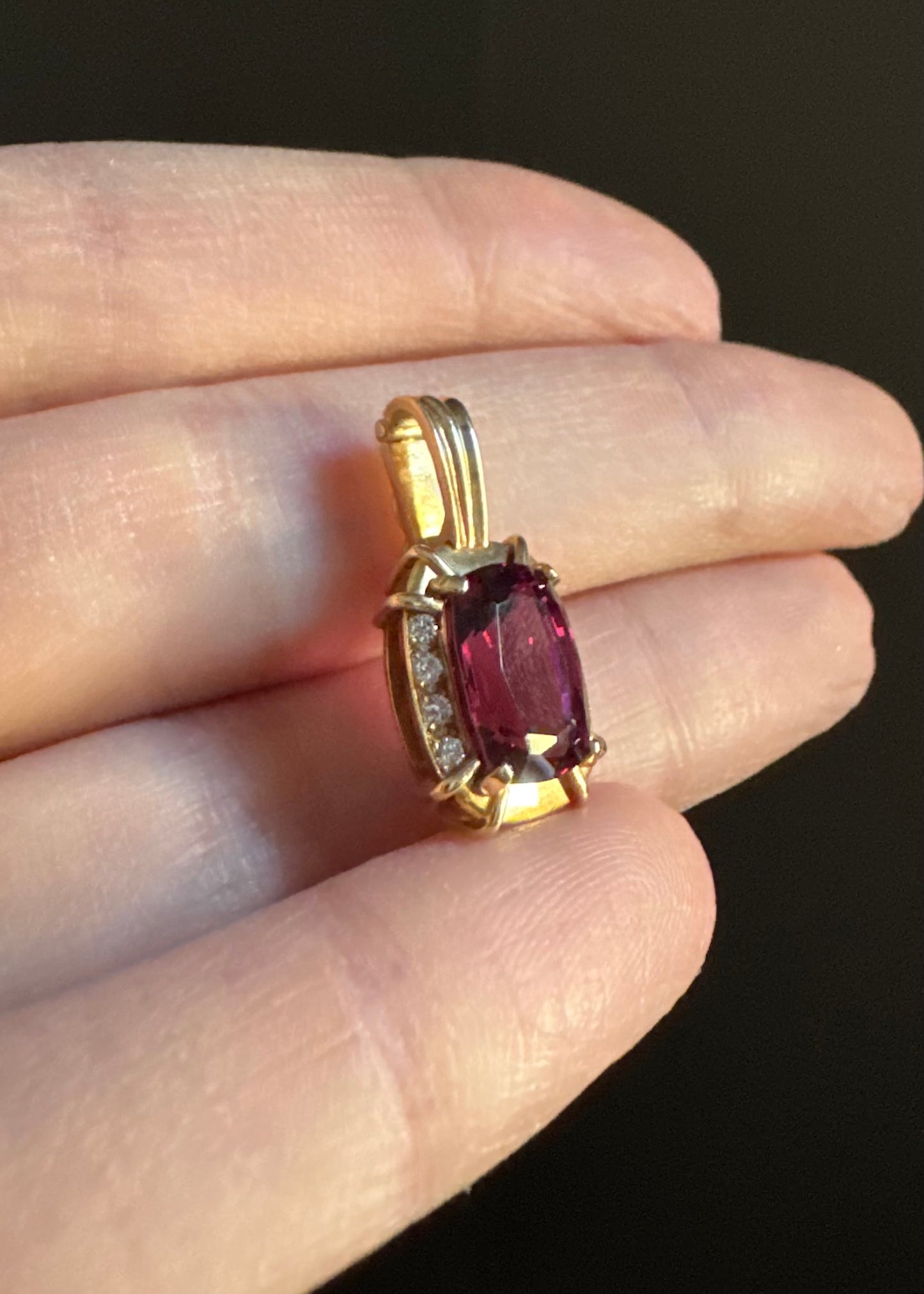 Estate 14k + Pink Tourmaline and Diamond Enhancer Pendant