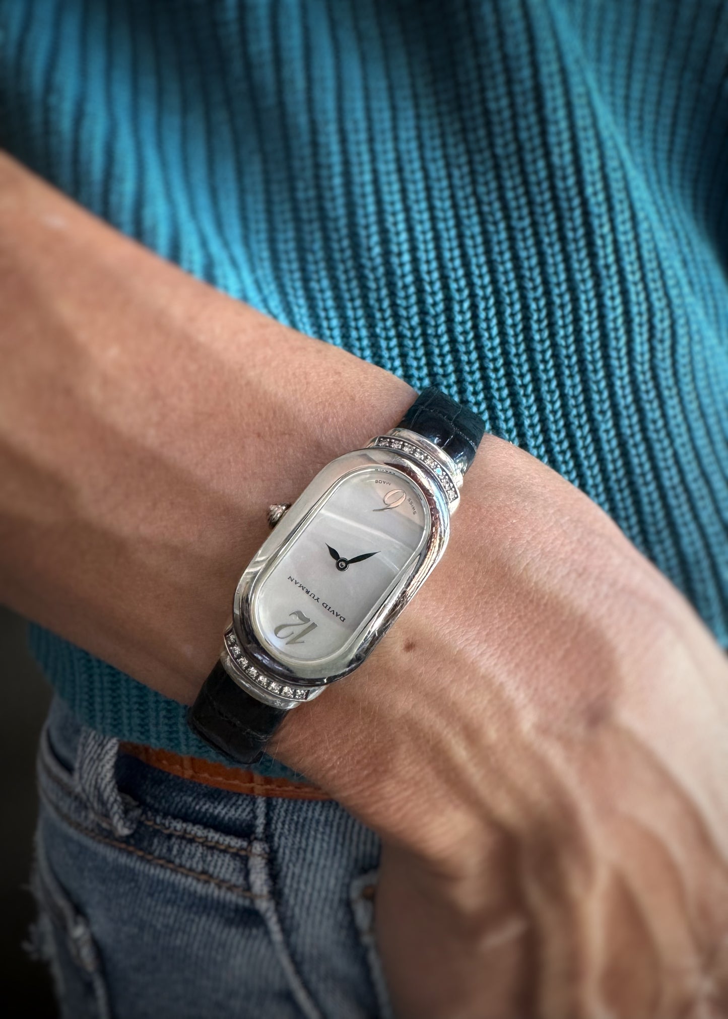Estate Designer Sterling + Diamond Madison Watch