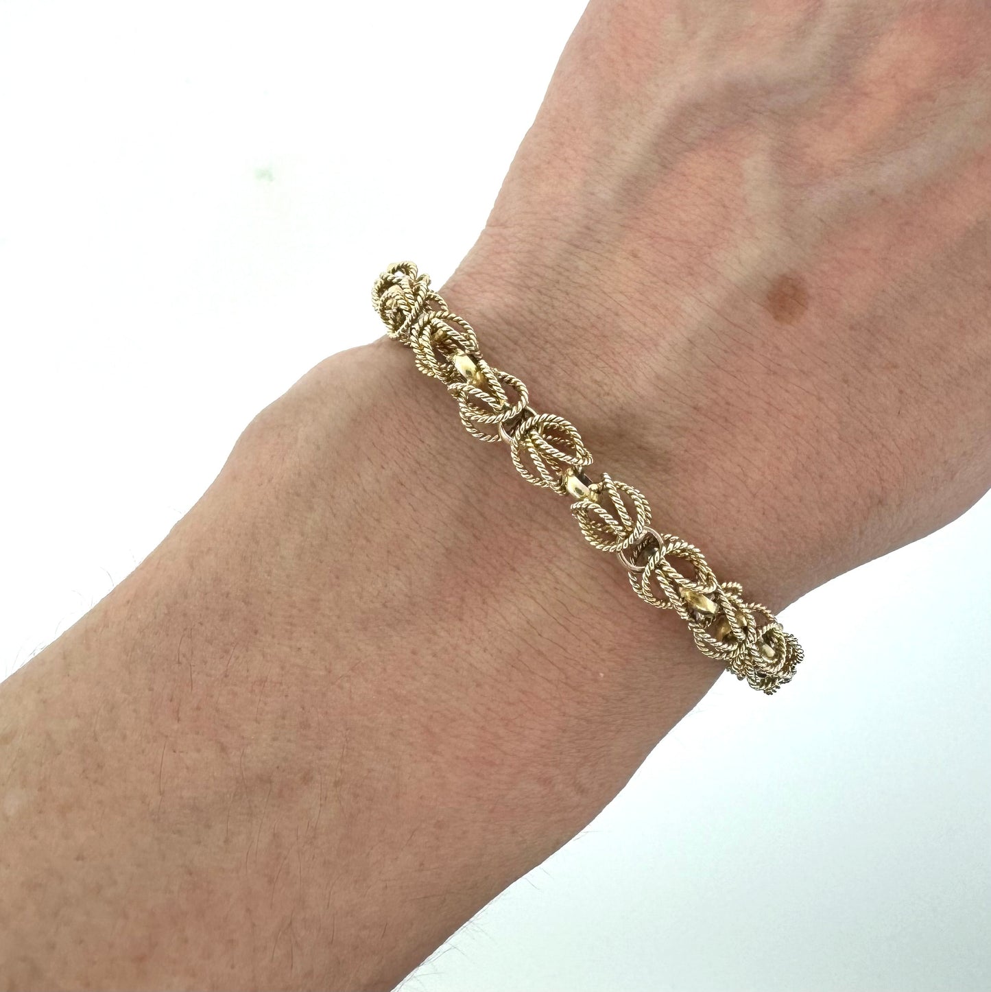 Estate 14k + Twisted Rope Wire Chain Bracelet