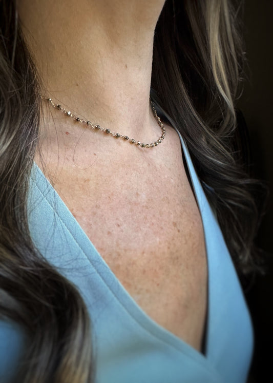Estate 14k + Pyrite Beaded Chain Necklace