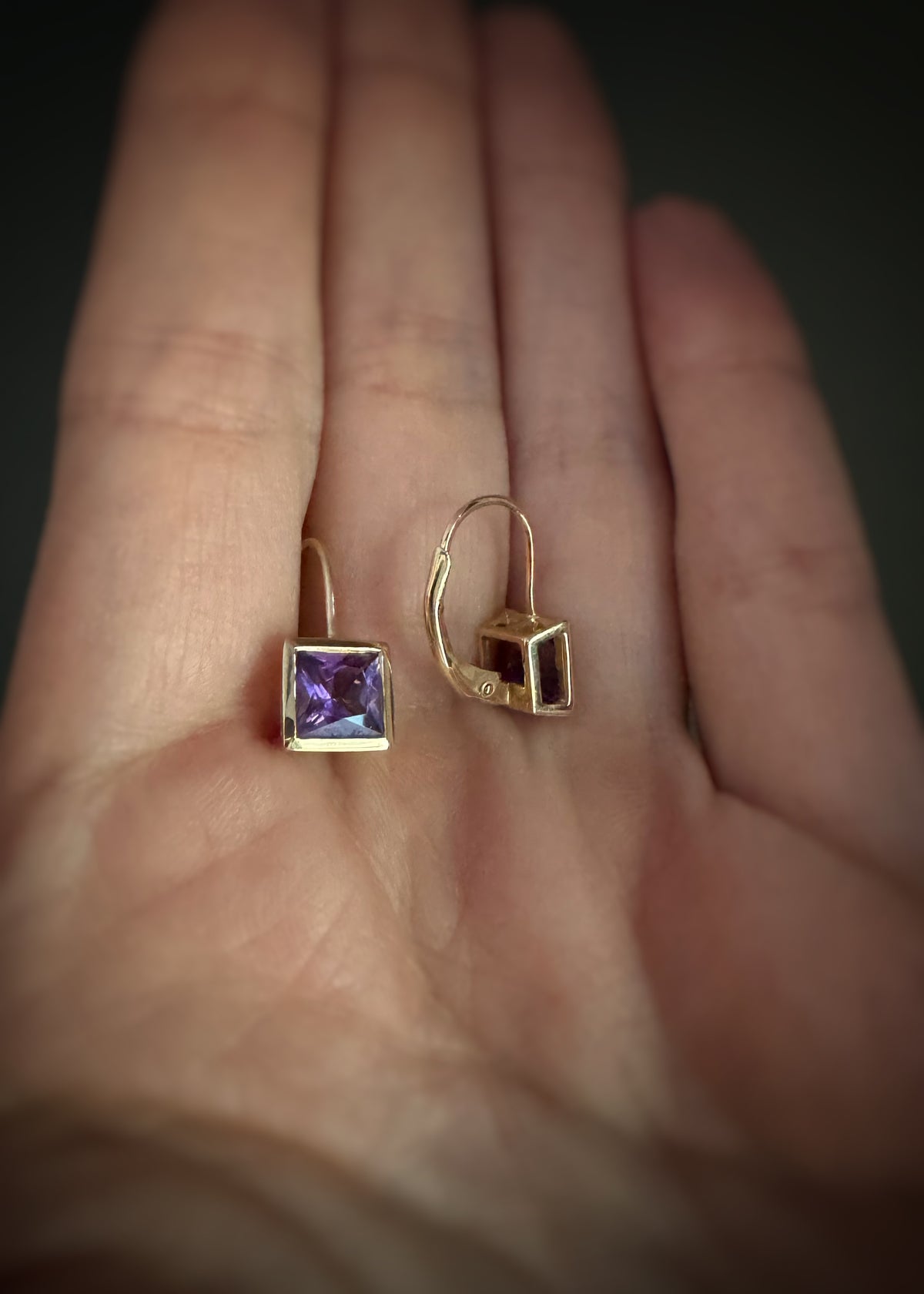 Estate 14k + Amethyst Drop Earrings