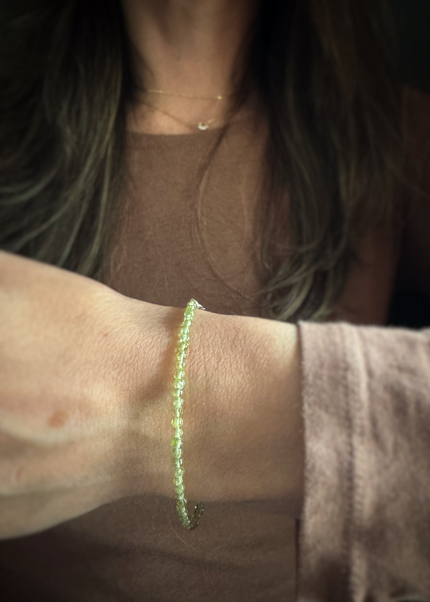 Sterling + Peridot Bead Bracelet