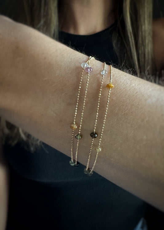 Estate 14k + Tourmaline Bead 4-Strand Bracelet