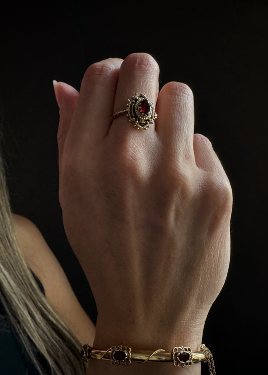 Estate 14k + Bohemian Garnet Ring