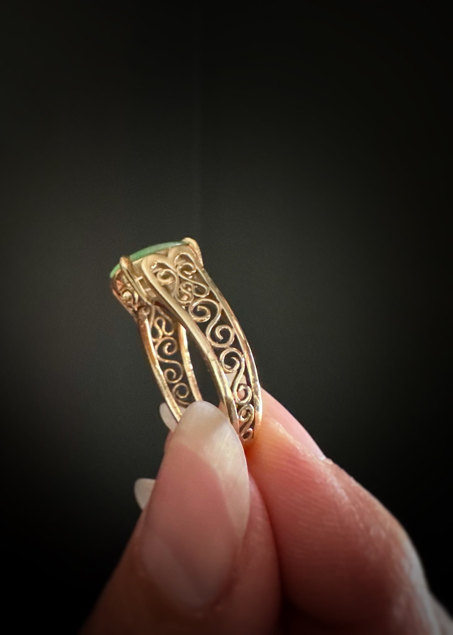 Estate 14k + Jade Ring