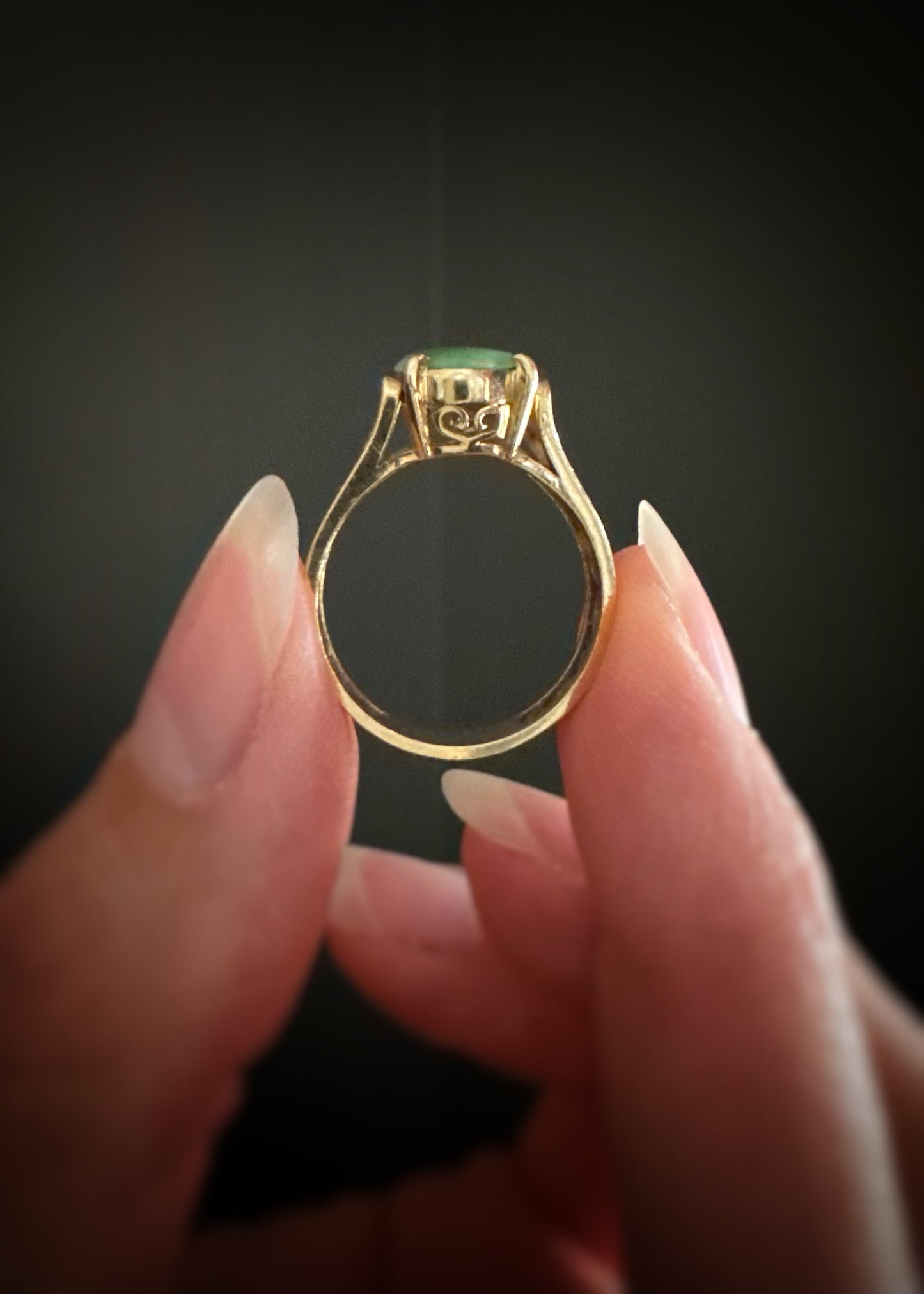 Estate 14k + Jade Ring