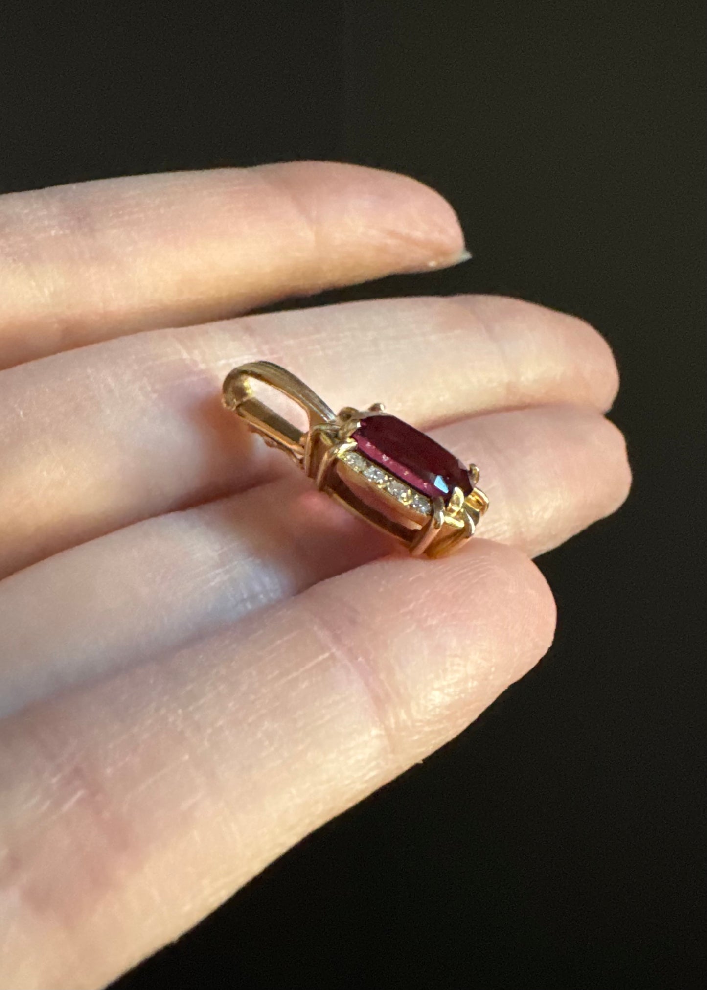 Estate 14k + Pink Tourmaline and Diamond Enhancer Pendant