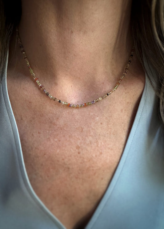 14k + Multi Gemstone Beaded Necklace