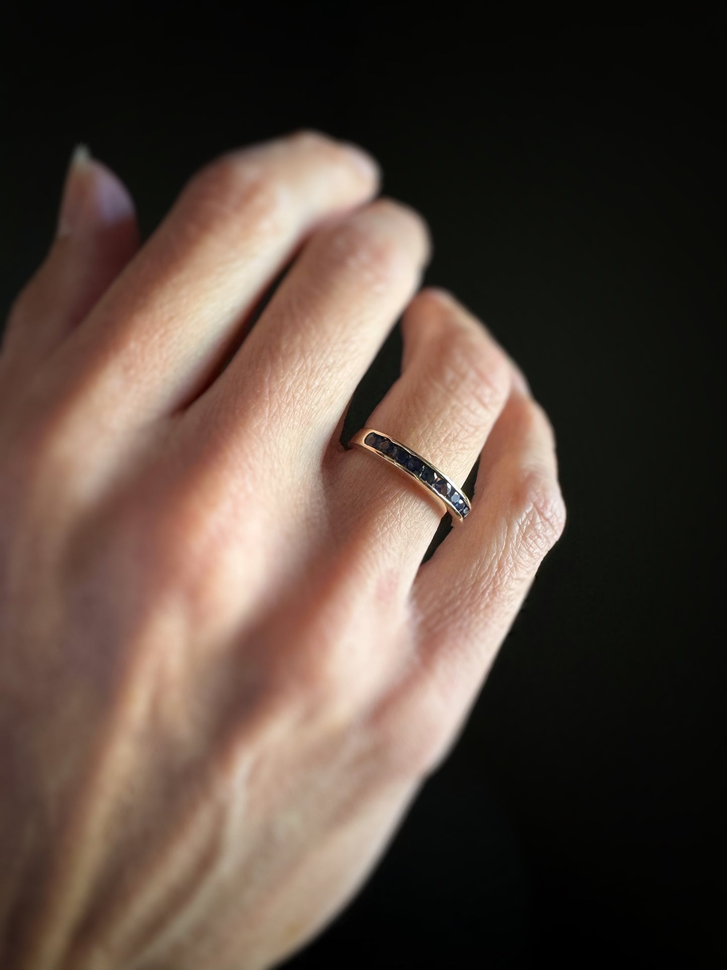 Estate 14k + Sapphire Channel Band