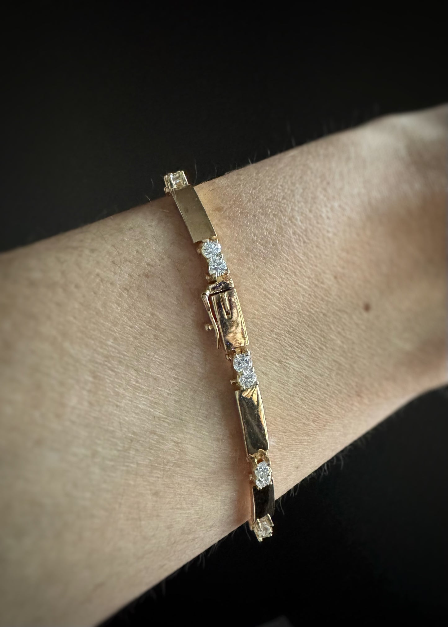 Estate 18k + Diamond Tennis Bracelet