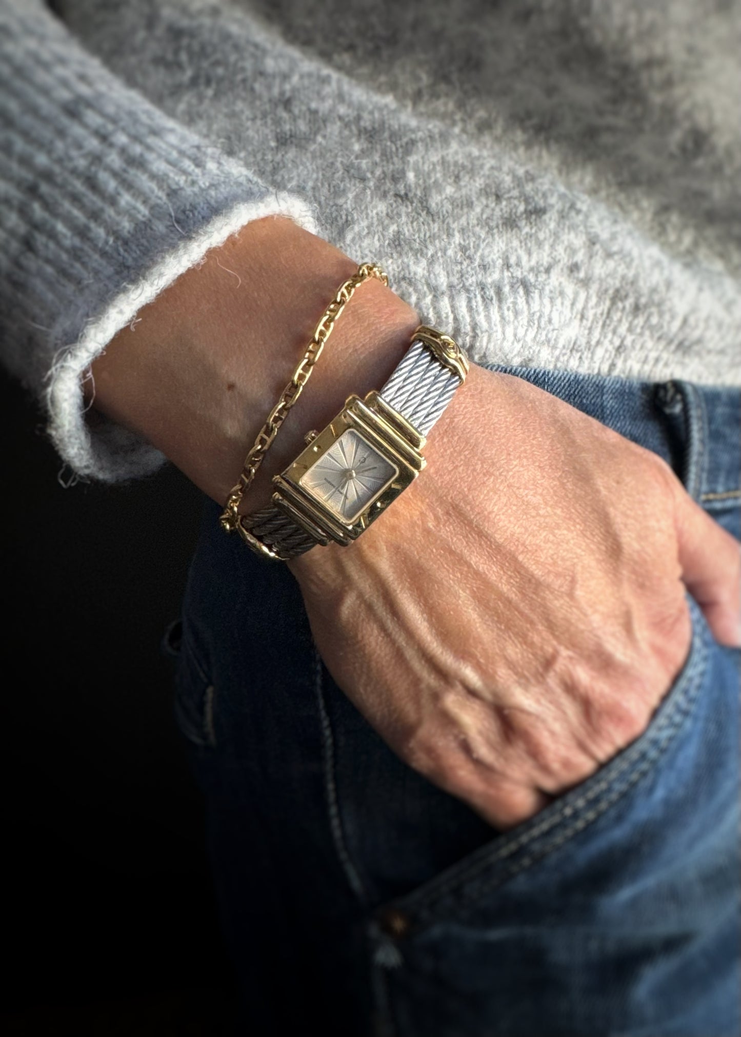 Estate Designer Two-Tone Cuff Bracelet Watch