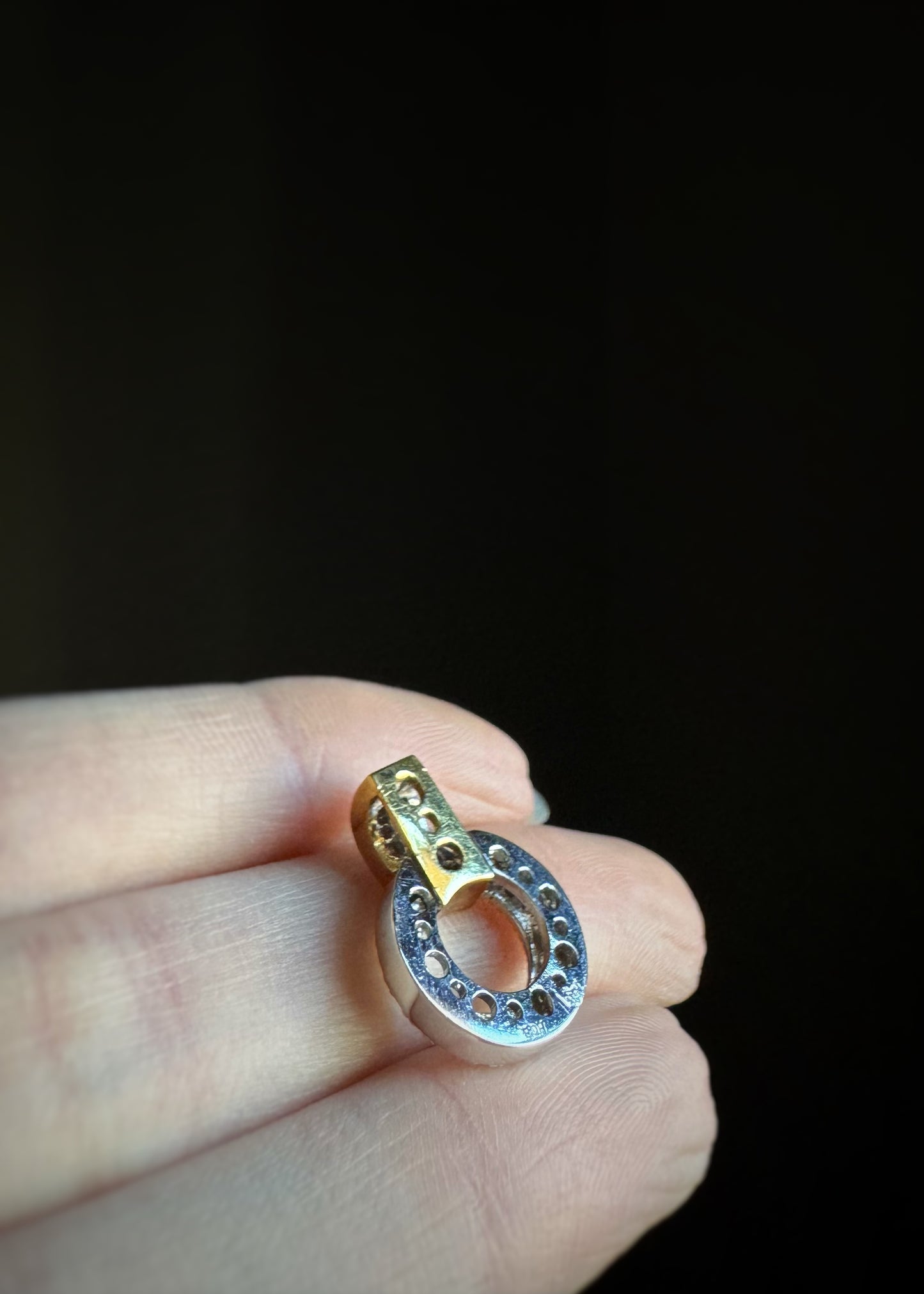 Estate 18k + Diamond Hinged Circle Pendant