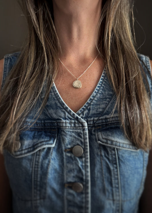 Sterling + Small Antler Slice Necklace