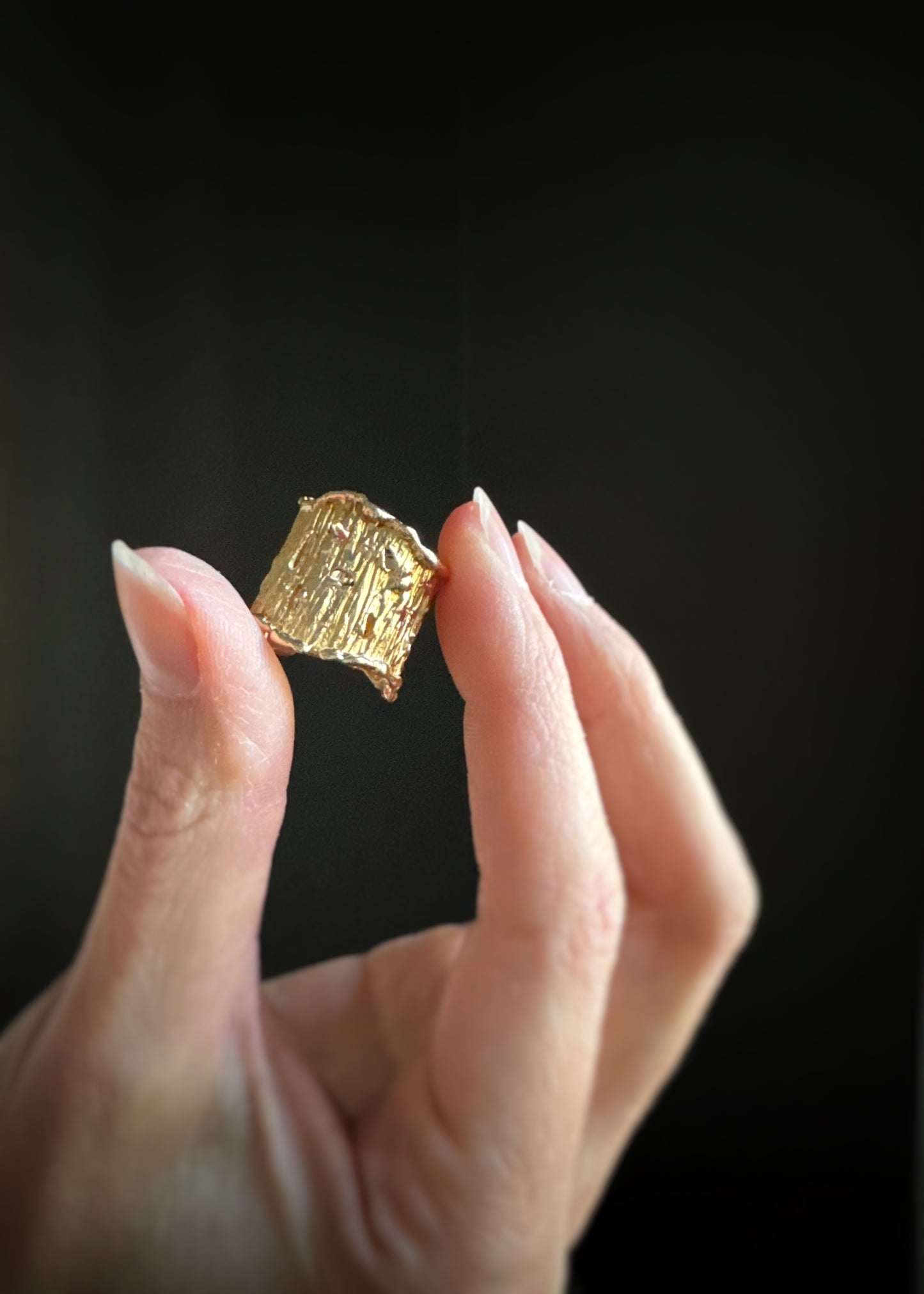 Estate 14k + Bark Textured Wide Band