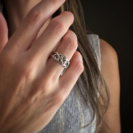 Estate Tiffany and Co. Sterling Silver + Triple Hearts Ring