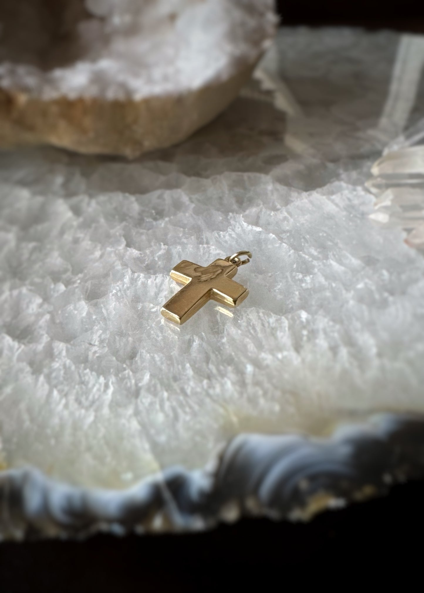 Estate 14k + Textured Cross Charm